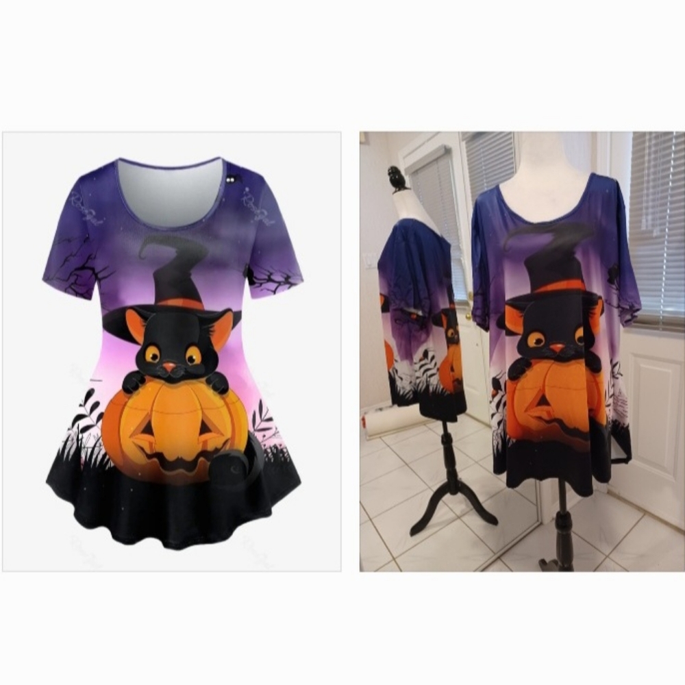 4/$80 New Halloween Cat Tunic Tee - Size 3XL (US18-20)